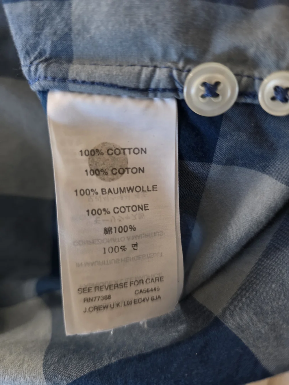 J. Crew Men's Blue Large Check Button-Down Shirt Size XL